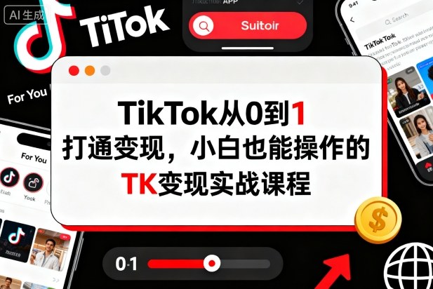 TikTok从0到1打通变现，小白也能操作的TK变现实战课程-数码之翼