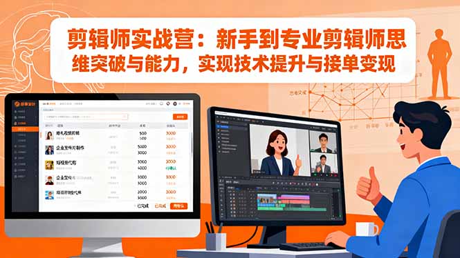 剪辑师实战营：新手到专业剪辑师思维突破与能力，实现技术提升与接单变现-数码之翼