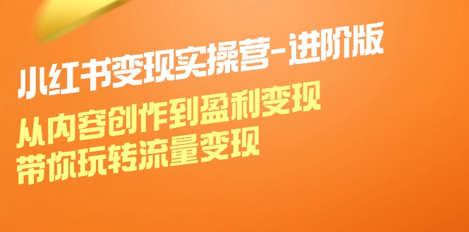 小红书变现实操营进阶版：从内容创作到盈利变现，带你玩转流量变现-数码之翼