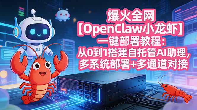 爆火全网【OpenClaw 小龙虾】一键部署教程：从0到1搭建自托管AI助理，多系统部署+多通道对接-数码之翼