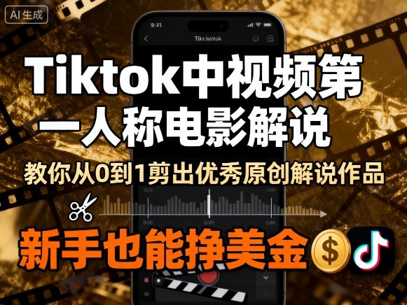 Tiktok中视频第一人称电影解说，教你从0到1剪出一个优秀的原创解说作品，新手也能挣美金-数码之翼