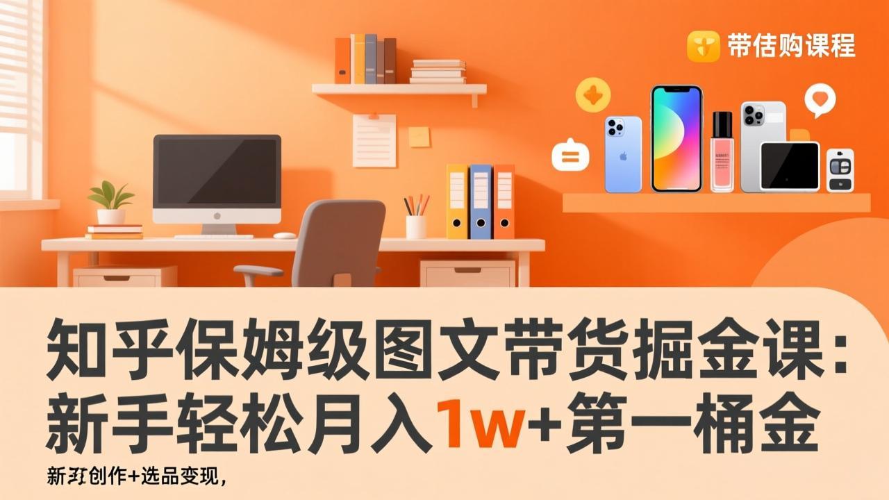 知乎保姆级图文带货掘金课：账号打造+爆文创作+选品变现，新手轻松月入1w+第一桶金-数码之翼