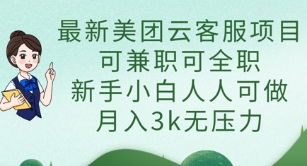 最新美团云客服项目，可兼职可全职，新手小白人人可做，月入3k无压力-数码之翼