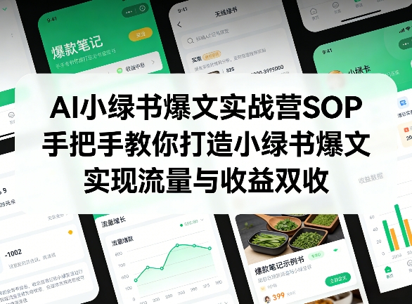 AI小绿书爆文实战营SOP，手把手教你打造小绿书爆文，实现流量与收益双收-数码之翼
