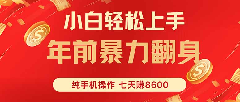 七天狂赚8600，小白纯手机操作，日入1000+-数码之翼