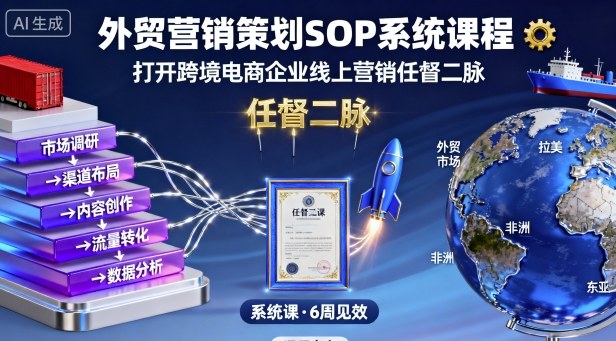 外贸营销策划SOP系统课程，打开跨境电商企业线上营销任督二脉-数码之翼