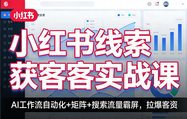 小红书线索获客实战课,AI工作流自动化+矩阵+搜索流量霸屏,拉爆客资-数码之翼