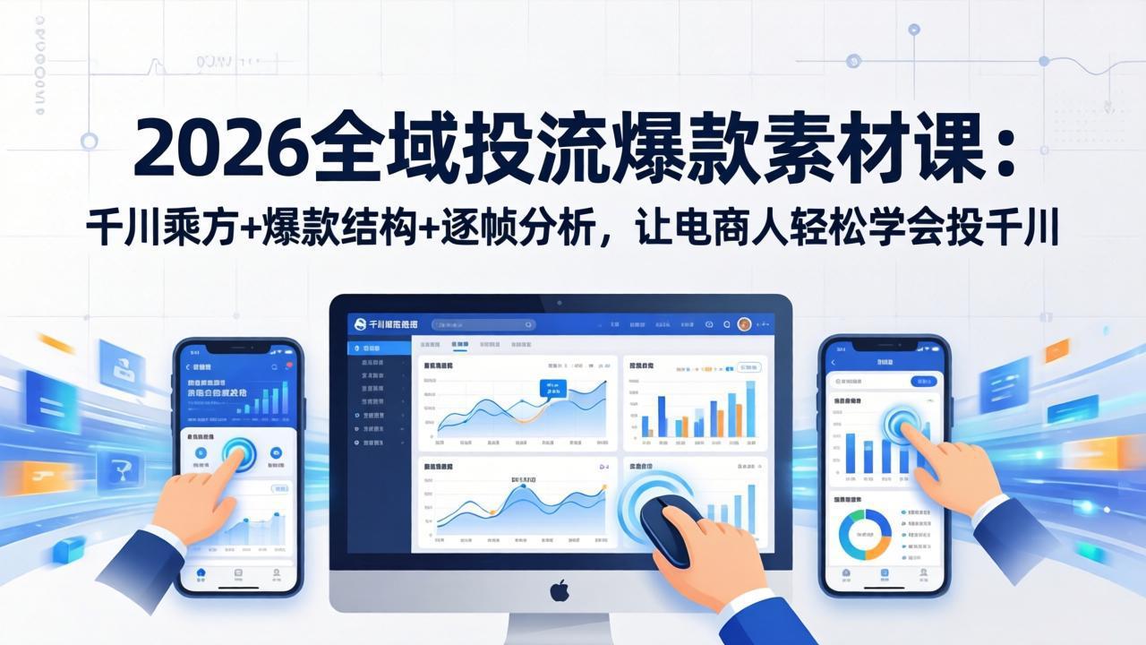 2026全域投流爆款素材课：千川乘方+爆款结构+逐帧分析，让电商人轻松学会投千川-数码之翼