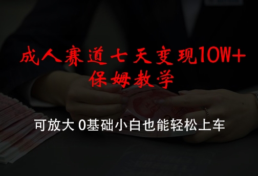 成人赛道七天变现10W+保姆教学，可放大，0基础小白也能轻松上车【揭秘】-数码之翼