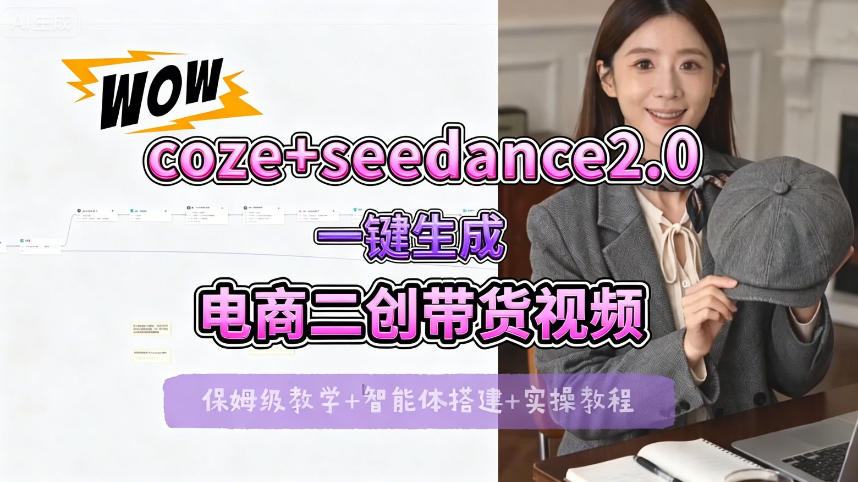 【Coze工作流搭建实操教程】seedance2.0+coze一键生成电商二创带货视频，全流程保姆级教学-数码之翼