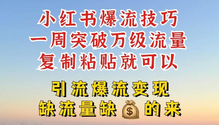 小红书爆流技巧，一周突破万级流量，复制粘贴就可以，引流爆流变现【揭秘】-数码之翼