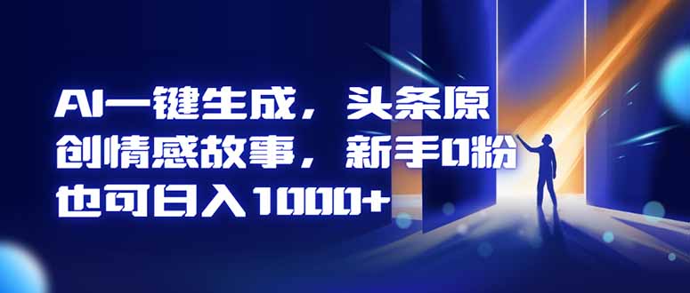 AI一键生成，头条原创情感故事，新手0粉也可日入1000+-数码之翼