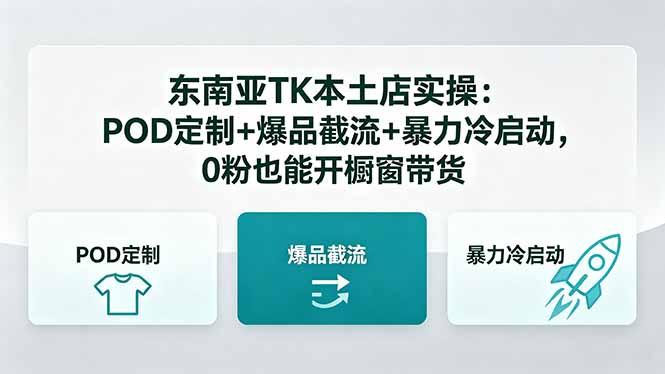 东南亚TK本土店实操：POD定制+爆品截流+暴力冷启动，0粉也能开橱窗带货-数码之翼
