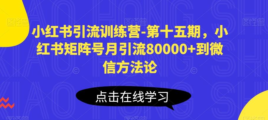小红书引流训练营-第十五期，小红书矩阵号月引流80000+到微信方法论-数码之翼