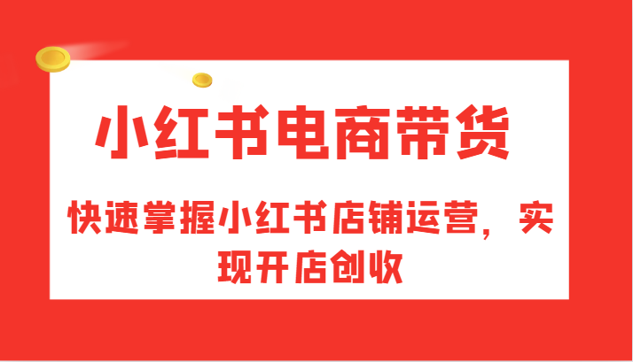 小红书电商带货，快速掌握小红书店铺运营，实现开店创收-数码之翼