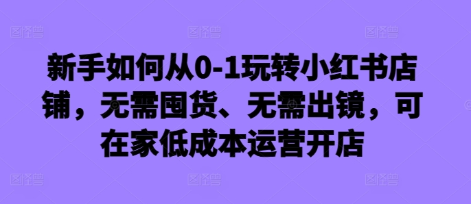 新手如何从0-1玩转小红书店铺，无需囤货、无需出镜，可在家低成本运营开店-数码之翼