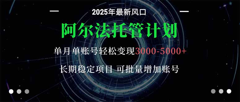 阿尔法托管计划 单账号月入3000-5000,长期稳定项目,新手小白轻松上手。-数码之翼