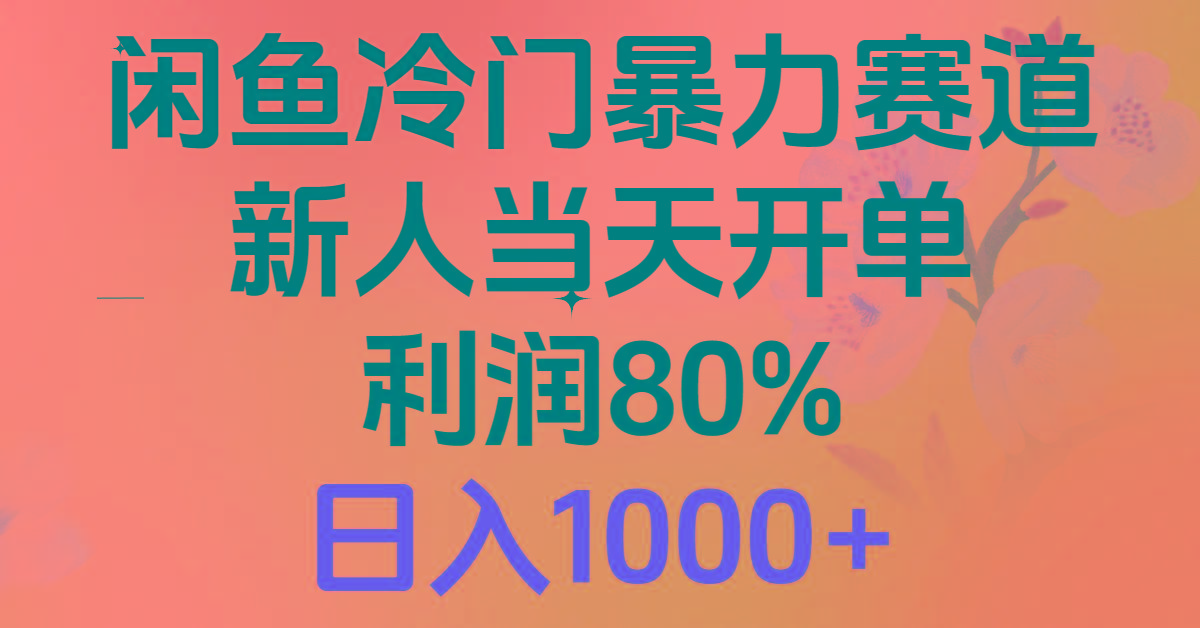 2024闲鱼冷门暴力赛道，新人当天开单，利润80%，日入1000+-数码之翼