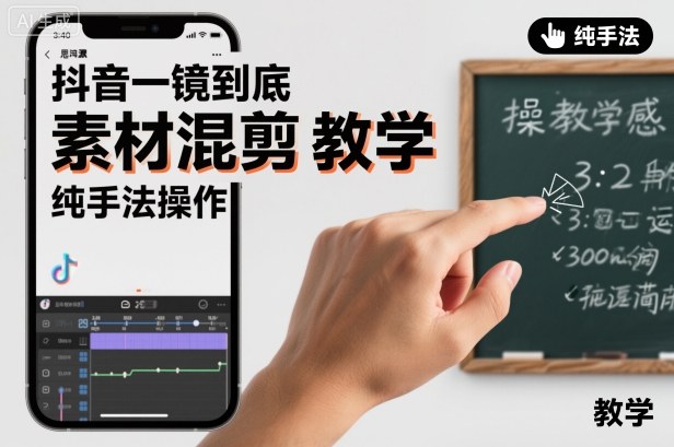 抖音一镜到底素材混剪教学，纯手法操作-数码之翼