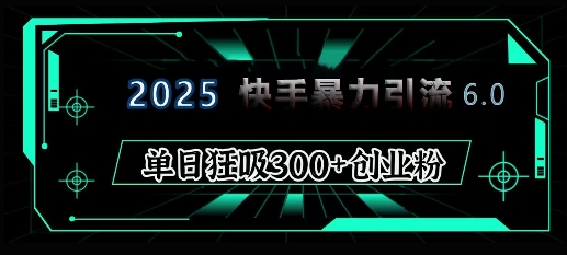 2025年快手6.0保姆级教程震撼来袭，单日狂吸300+精准创业粉-数码之翼