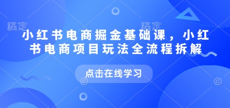 小红书电商掘金课，小红书电商项目玩法全流程拆解(更新5月)-数码之翼