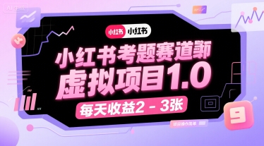 小红书考题赛道虚拟项目1.0，项目操作简单，每天收益2-3张-数码之翼