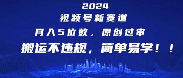2024视频号新赛道，月入5位数+，原创过审，搬运不违规，简单易学【揭秘】-数码之翼