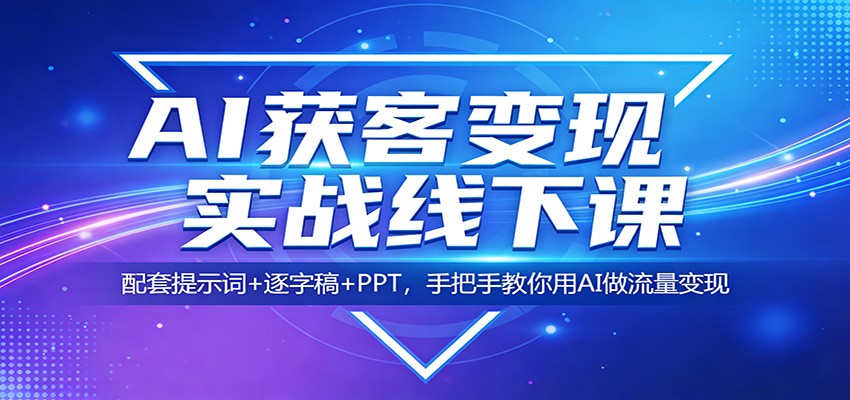 AI获客变现实战线下课：配套提示词+逐字稿+PPT，手把手教你用AI做流量变现-数码之翼