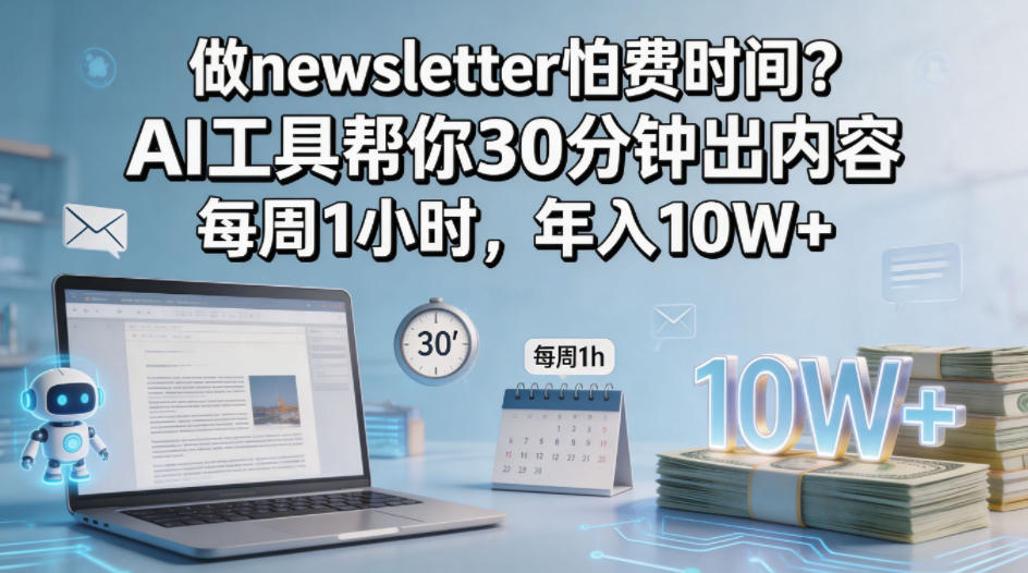 做newsletter怕费时间？AI工具帮你30分钟出内容，每周1小时，年入10W+！【原创双语字幕】-数码之翼