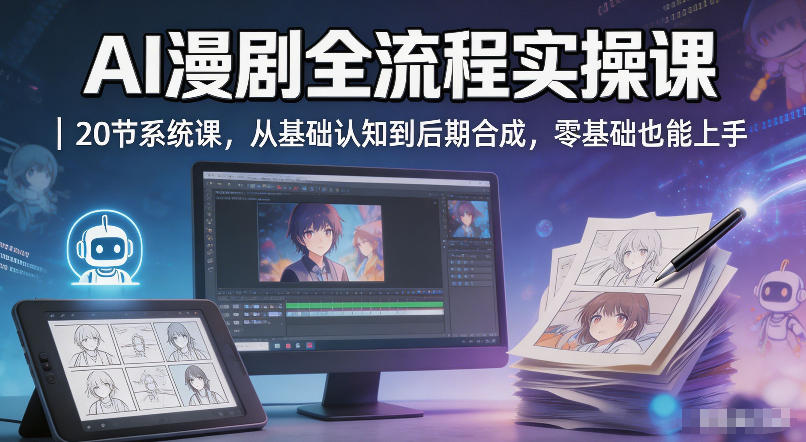AI漫剧全流程实操课｜20节系统课，从基础认知到后期合成，零基础也能上手-数码之翼
