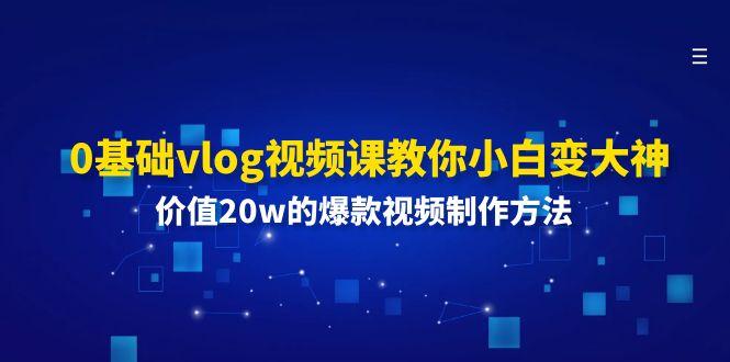 0基础vlog视频课教你小白变大神：价值20w的爆款视频制作方法-数码之翼