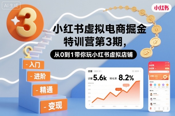 小红书虚拟电商掘金特训营第3期，从0到1带你玩小红书虚拟店铺-数码之翼