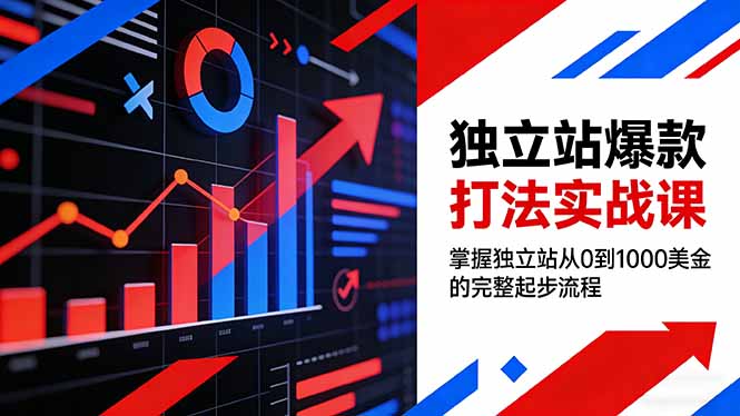 独立站爆款打法实战课，掌握独立站从0到1000美金的完整起步流程-数码之翼