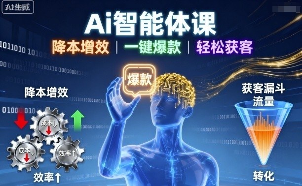 Ai智能体课，降本增效，一键爆款，轻松获客-数码之翼