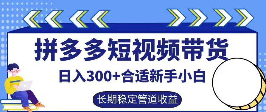 拼多多短视频带货日入300+有长期稳定被动收益，合适新手小白【揭秘】-数码之翼