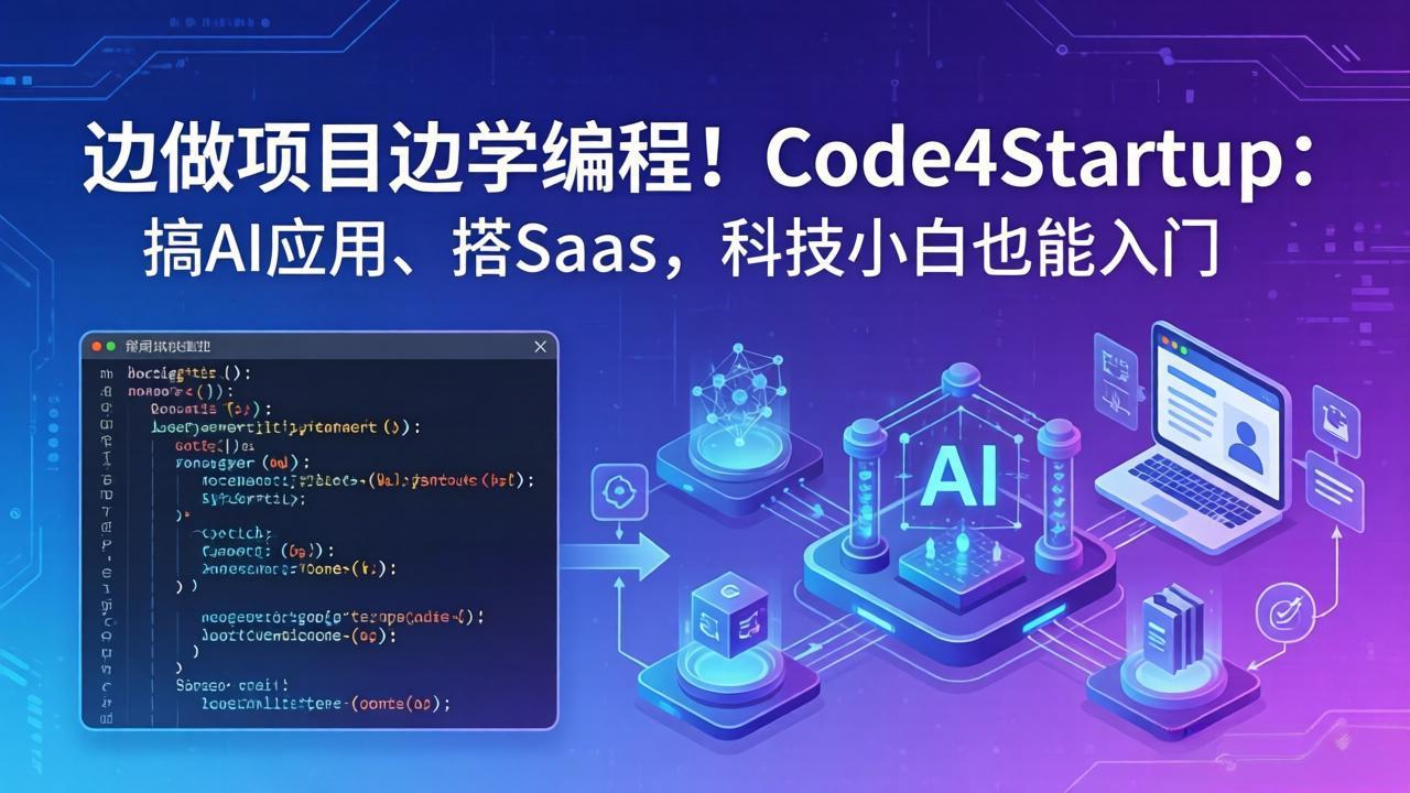 边做项目边学编程！Code4Startup：搞 AI 应用、搭 SaaS，科技小白也能入门-数码之翼