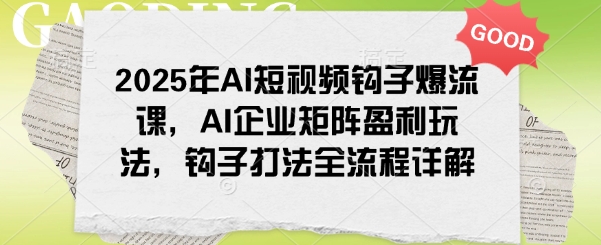 2025年AI短视频钩子爆流课，AI企业矩阵盈利玩法，钩子打法全流程详解-数码之翼