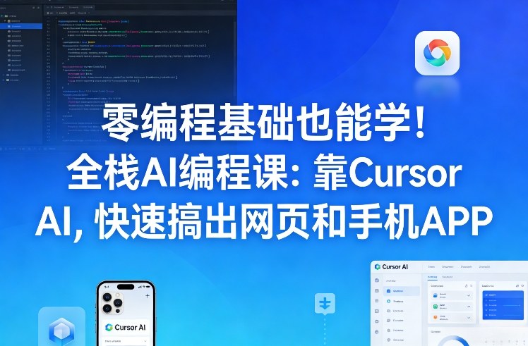 零编程基础也能学！全栈AI编程课：靠Cursor AI，快速搞出网页和手机APP-数码之翼