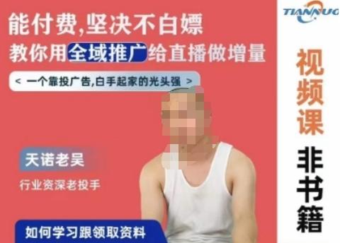 天诺老吴全域推广线上课，能付费坚决不白嫖，教你用全域推广给直播做增量-数码之翼