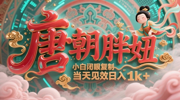 用AI克隆“唐朝胖妞”日更3条，平台疯狂推流，小白闭眼复制，当天见效，日入1k+-数码之翼