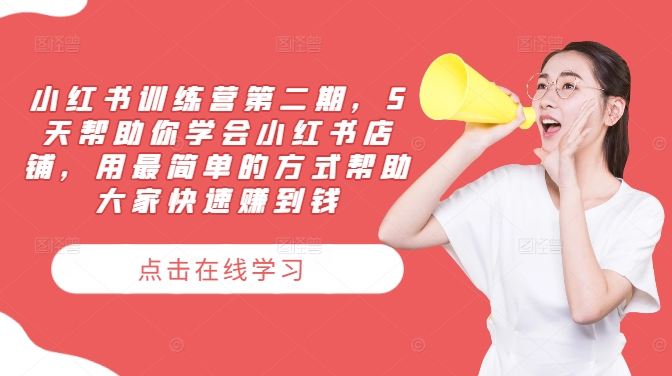 小红书训练营第二期，5天帮助你学会小红书店铺，用最简单的方式帮助大家快速赚到钱-数码之翼