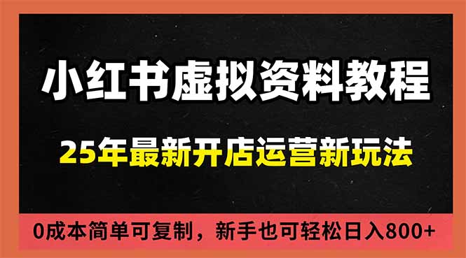 小红书虚拟资料项目：最新搜索流变现玩法，0成本简单可复制，一人多店打法，新手日入800+-数码之翼