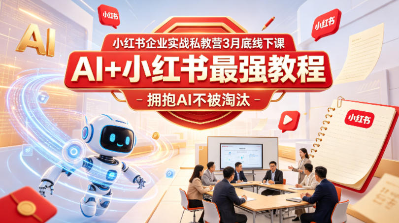 小红书企业实战私教营3月底线下课，AI+小红书最强教程，拥抱AI不被淘汰-数码之翼