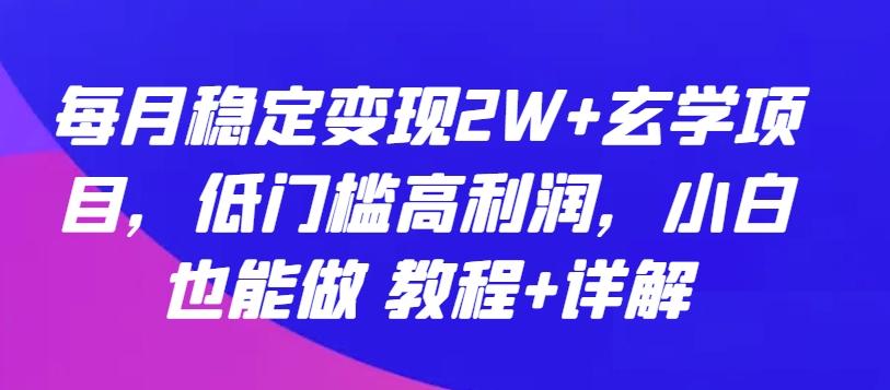 每月稳定变现2W+玄学项目，低门槛高利润，小白也能做 教程+详解【揭秘】-数码之翼