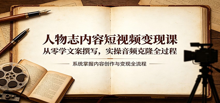人物志内容短视频变现课：从零学文案撰写，实操音频克隆全过程-数码之翼