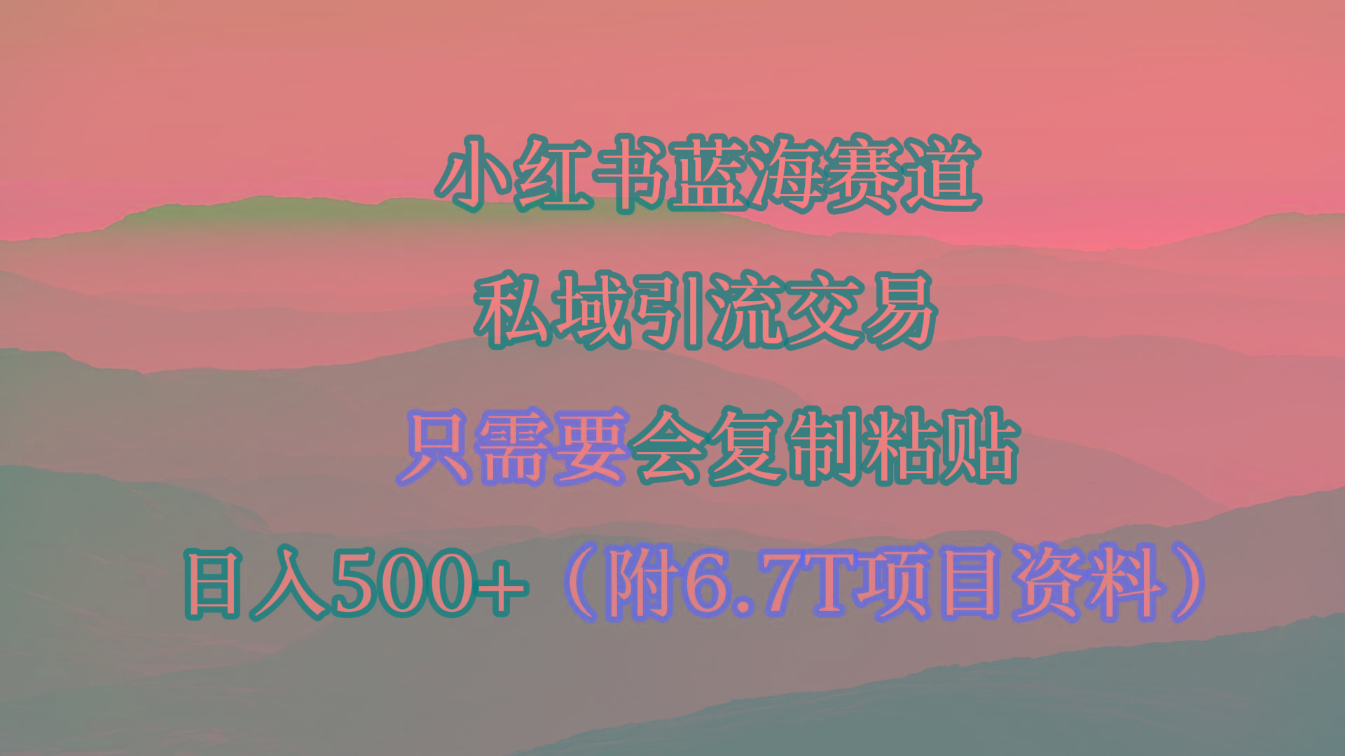 (9487期)小红书短剧赛道，私域引流交易，会复制粘贴，日入500+(附6.7T短剧资源)-数码之翼