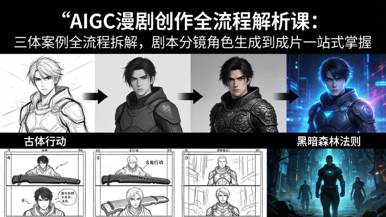 AIGC漫剧创作全流程解析课：三体案例全流程拆解，剧本分镜角色生成到成片一站式掌握-数码之翼