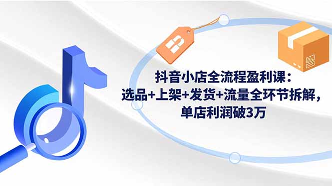 抖音小店全流程盈利课：选品+上架+发货+流量全环节拆解，单店利润破3万-数码之翼