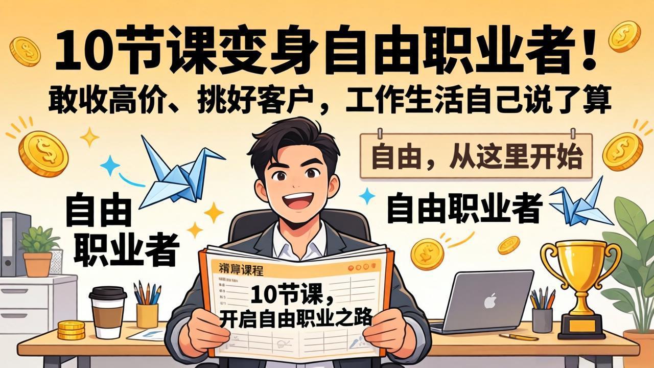 10 节课变身自由职业者！敢收高价、挑好客户，工作生活自己说了算-数码之翼