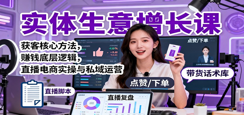 实体生意增长课：获客核心方法，赚钱底层逻辑，直播电商实操与私域运营-数码之翼